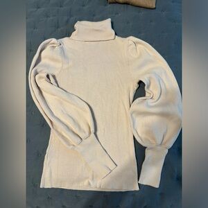 Ann Taylor Cream Ribbed Turtleneck